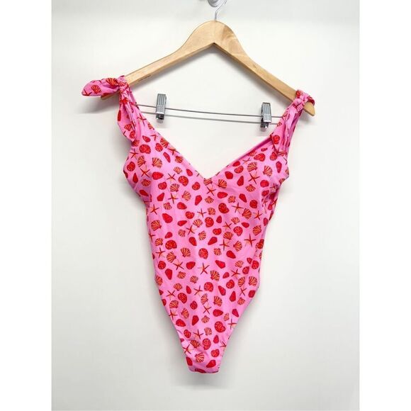 AQUA‎ Printed One piece Swimsuit Beach Shells in Pink Size Small NEW - Picture 2 of 10